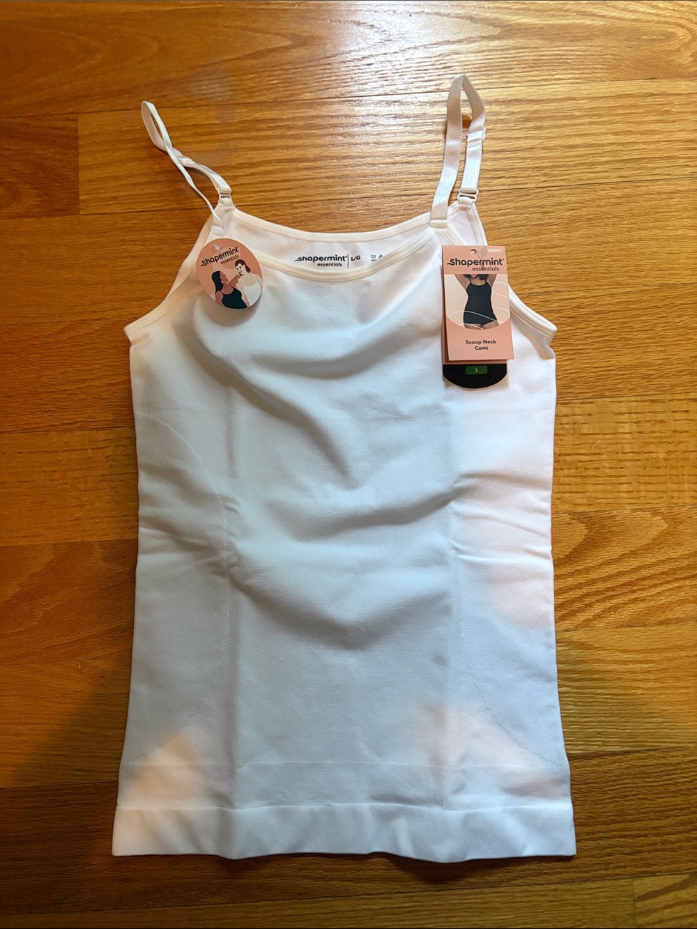 Shapermint White Scoop Neck Cami with Adjustable Straps